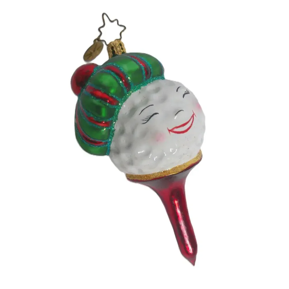 Vtg Christopher Radko My Tee Cute Tee Golf Ball & Tee Hand-Blown Glass Ornament
